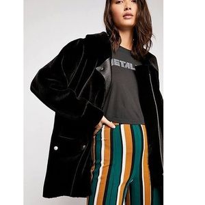 Free People Black Faux Fur Jacket